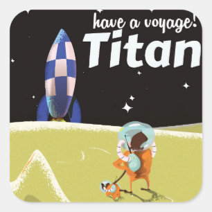 Titan vintage travel poster square sticker