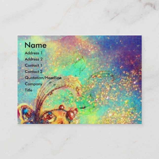 TITANIA / MAGIC BUTTERFLY PLANT IN GOLD SPARKLES BUSINESS CARD (Front)