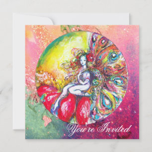 TITANIA , pink yellow blue green red sparkles Invitation