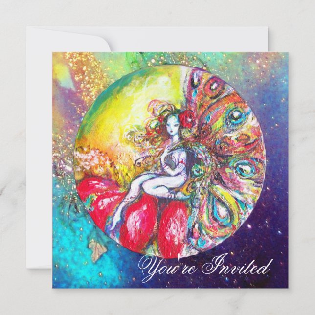 TITANIA ,pink yellow blue red sparkles Invitation (Front)