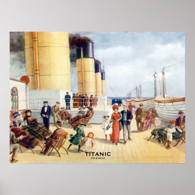 Titanic 100th Anniversary colour Boat Deck Image Poster (Front)