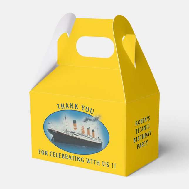 Titanic Birthday Yellow RMS White Star Line Ship Favour Box (Front Side)