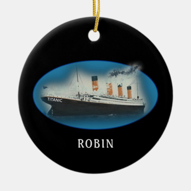 Titanic Black Christmas Ceramic Tree Decoration (Front)