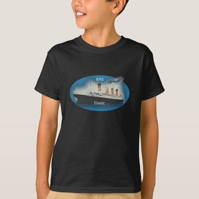 Titanic Black Maritime RMS White Star Line Ship T-Shirt (Front)