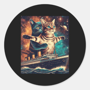 Titanic Cats Funny Tee  Classic Round Sticker
