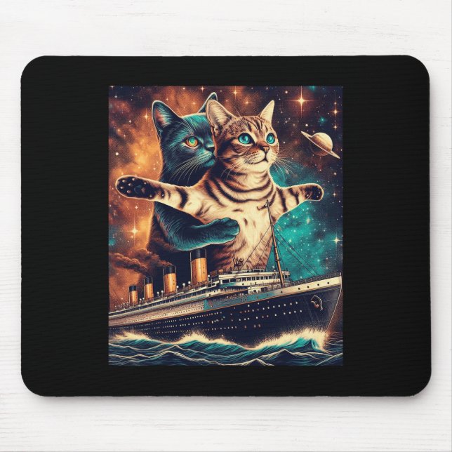 Titanic Cats Funny Tee  Mouse Pad (Front)