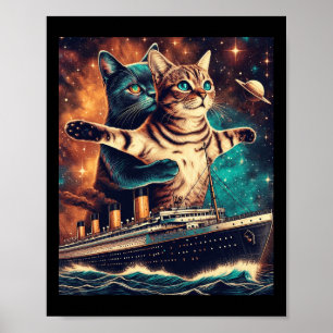 Titanic Cats Funny Tee  Poster