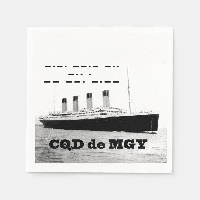 Titanic CQD de MGY Wireless Distress Signal Napkin (Front)