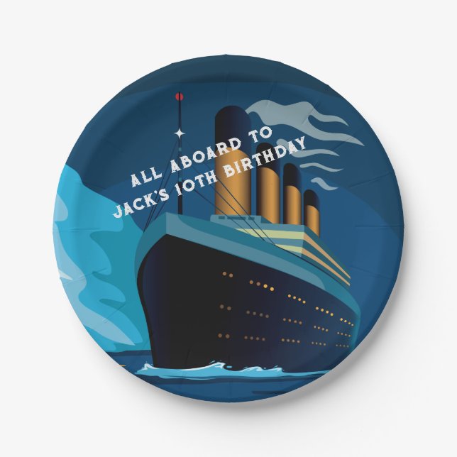 Titanic Cruise Ship Liner Birthday Paper Plates (Front)