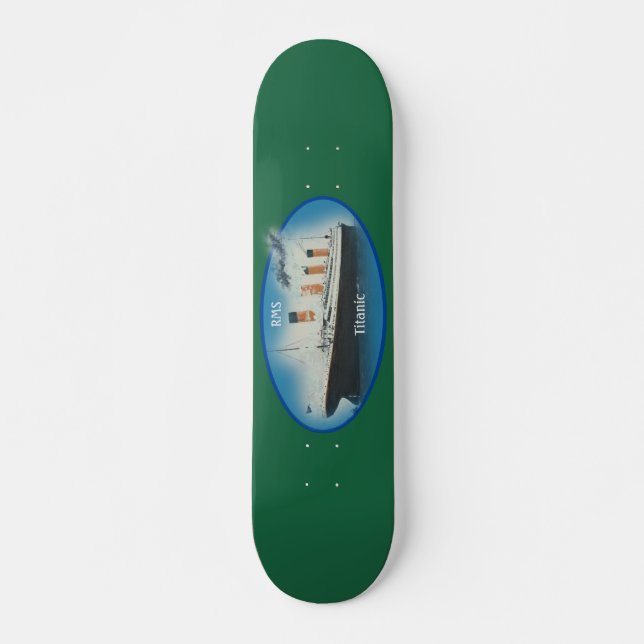 Titanic Green Maritime White Star Line Ship Skateboard (Front)