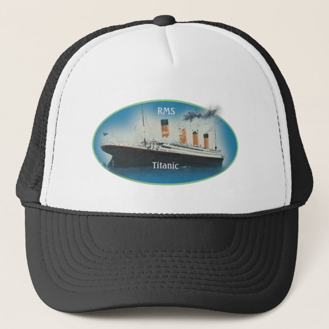 Titanic Maritime Lime White Star Line Ship Trucker Hat (Front)