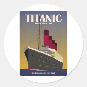 Titanic Ocean Liner Art Deco Print Classic Round Sticker