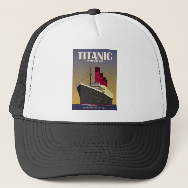 Titanic Ocean Liner Art Deco Print Trucker Hat (Front)