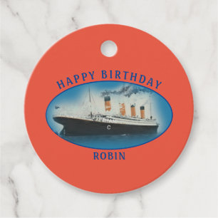 Titanic Orange Birthday Ship Favour Tags