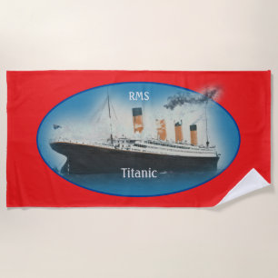 Titanic Red Maritime White Star Line Ship Beach Towel