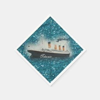 Titanic Sapphire Glitter Glam White Star Line Ship Napkin