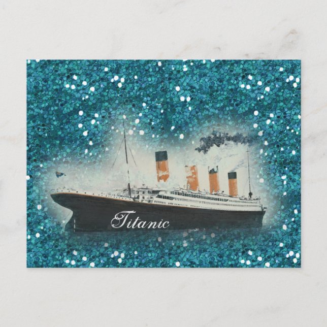 Titanic Sapphire Glitter White Star Line Ship Postcard (Front)