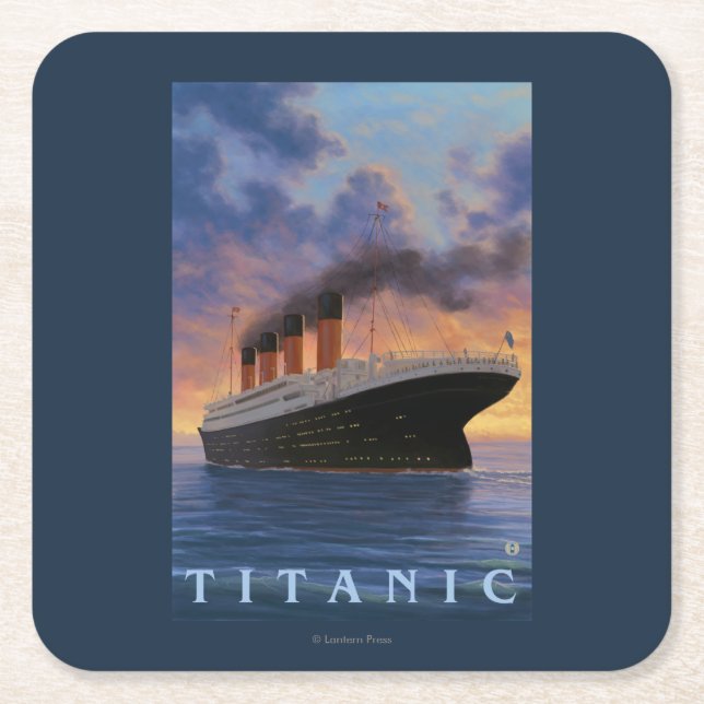 Titanic SceneWhite Star Line Square Paper Coaster (Front)