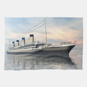Titanic ship - 3D render Tea Towel