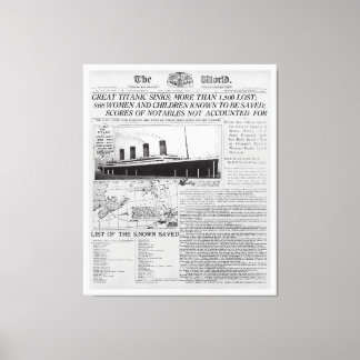 TITANIC SINKS - Frontpage News Worldwide 1912 Canvas Print