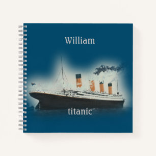 Titanic Vintage Dark Blue Sea White Star Line Ship Notebook