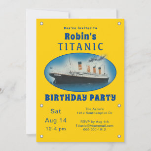 Titanic Yellow Birthday Invitation