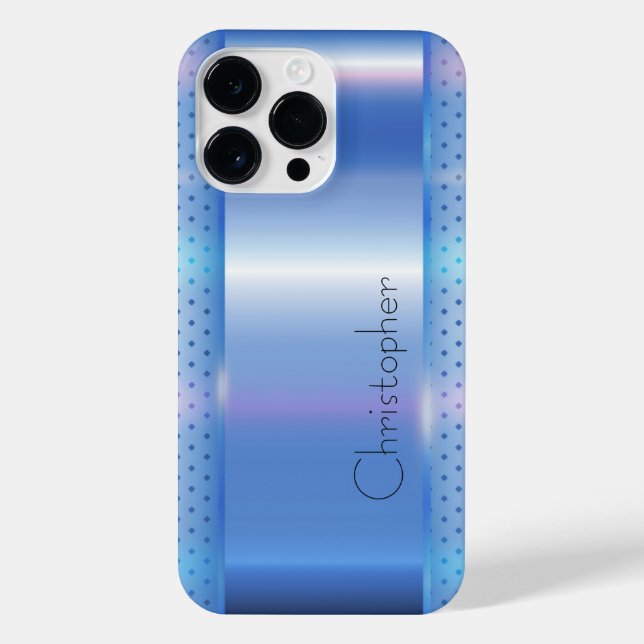 Titanium Blue Silver Stainless Steel Print iPhone Case (Back)