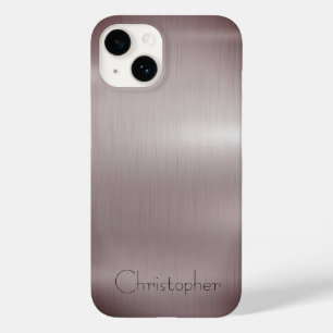Titanium Brown Stainless Steel Print iphone 15 Case-Mate iPhone 14 Case