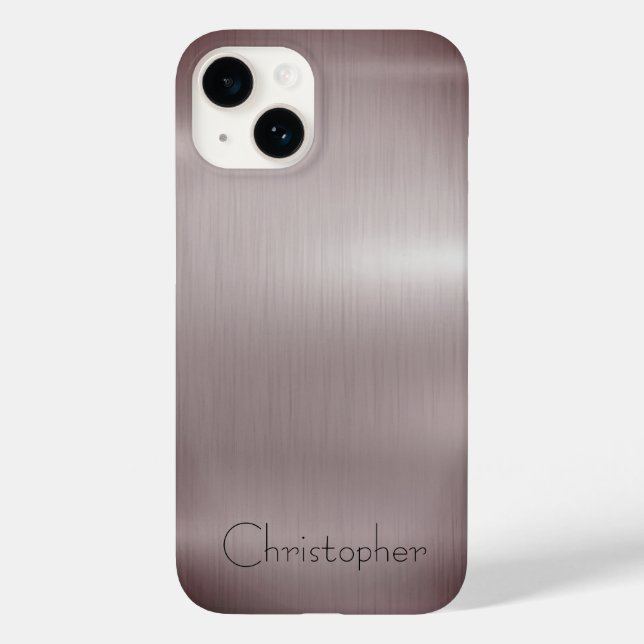 Titanium Brown Stainless Steel Print iphone 15 Case-Mate iPhone Case (Back)