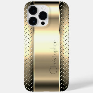 Titanium Gold Stainless Steel Print Case-Mate iPhone 14 Pro Max Case