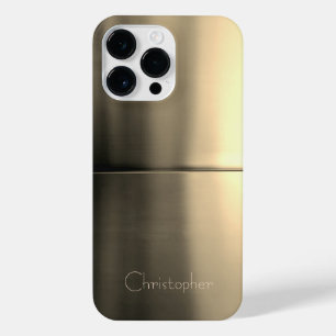 Titanium Gold Stainless Steel Print iPhone 14 Pro Max Case