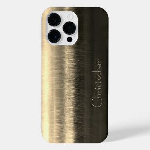Titanium Gold Stainless Steel Print iPhone 14 Pro Max Case