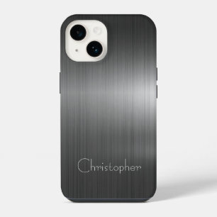 titanium Polished dark Silver Radial and Metallic iPhone 14 Case