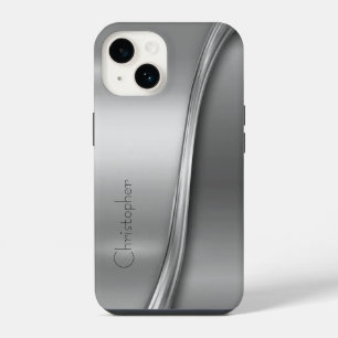 Titanium Polished Silver Radial Metallic iphone 15 14 Case