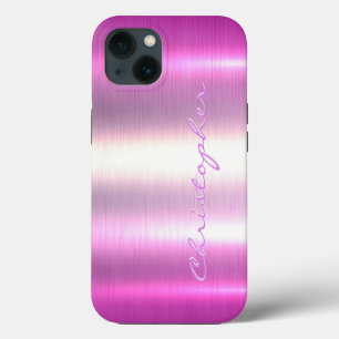 Titanium purple and Silver Stainless Steel Metal iPhone 13 Case