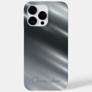 Titanium Silver Stainless Steel Print Case-Mate iPhone 14 Pro Max Case