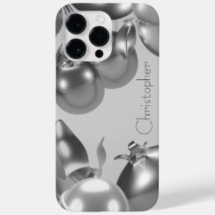 Titanium Silver Stainless Steel Print Case-Mate iPhone 14 Pro Max Case