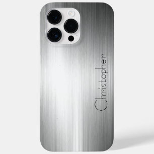 Titanium Silver Stainless Steel Print Case-Mate iPhone 14 Pro Max Case