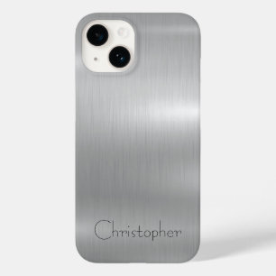 Titanium Silver Stainless Steel Print iphone 15 Case-Mate iPhone 14 Case