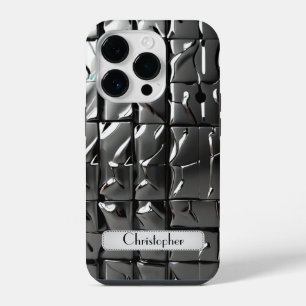 Titanium silver stainless steel print iPhone 14 pro case
