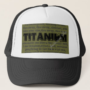 Titanium Song trucker hat with olive background