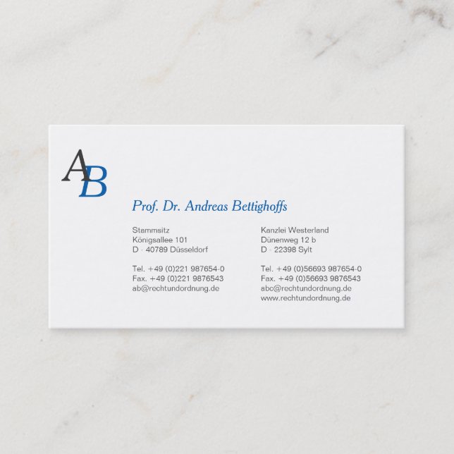 Titel mit Initial Business Card (Front)