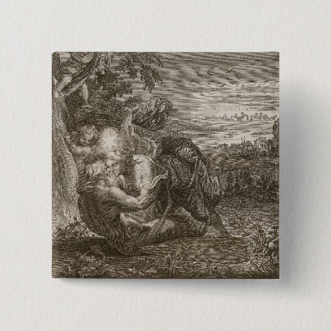 Tithonus, Aurora's Husband, Turned into a Grasshop 15 Cm Square Badge (Front)