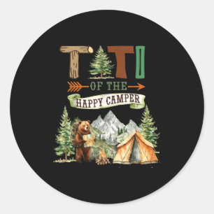 Titi of the happy camper first birthday camping  classic round sticker