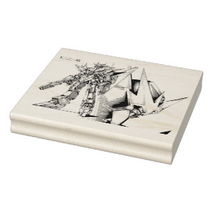 Title 00008 "Red Hero Armored Giant" Rubber Stamp