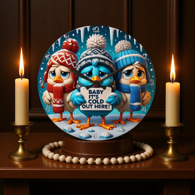 Title: "Baby, It's Cold Out Here Large Clock (Creator Uploaded)