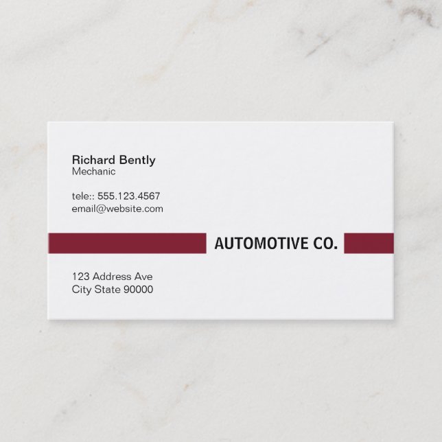 Title Bar (Burgundy) Business Card (Front)