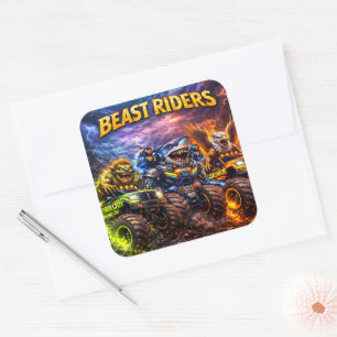Title beast Rider squad six pack premium monster t Square Sticker