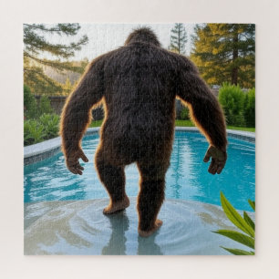 Title: Bigfoot’s Backyard Pool Party Jigsaw Puzzle