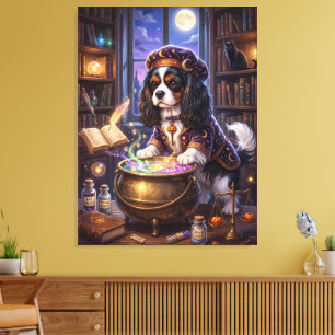Title: Cavalier King Charles Spaniel Wizard Dog – Canvas Print